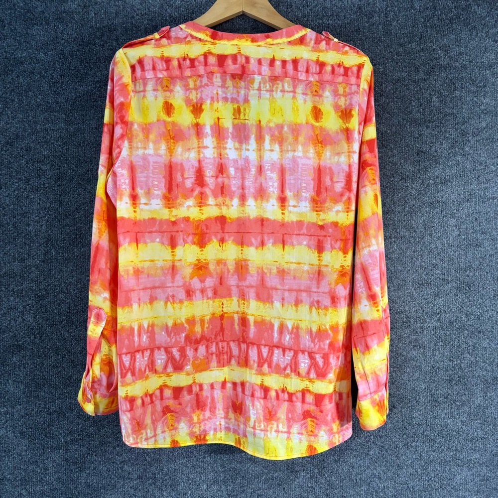 Calvin Klein Womens Coral Yellow Button Up Top Size Large Office Career - Picture 2 of 7